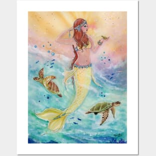 Sunshine sea mermaid by Renee Lavoie Posters and Art